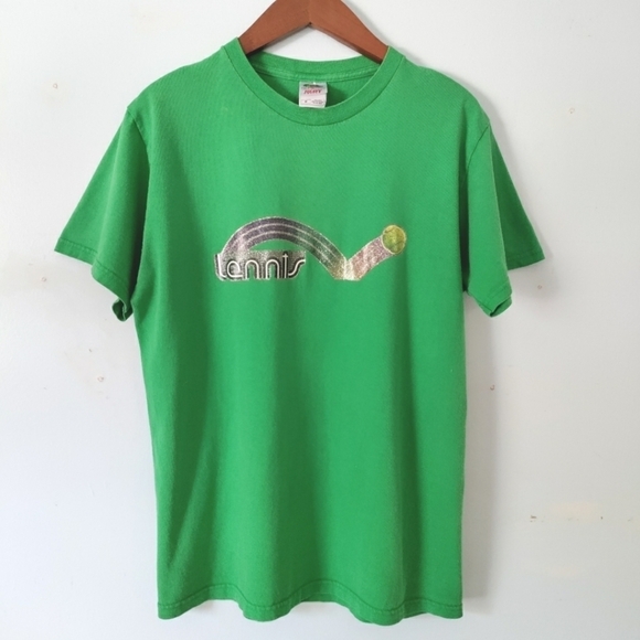 Fruit of the Loom Tops - Green cotton t-shirt Tennis M